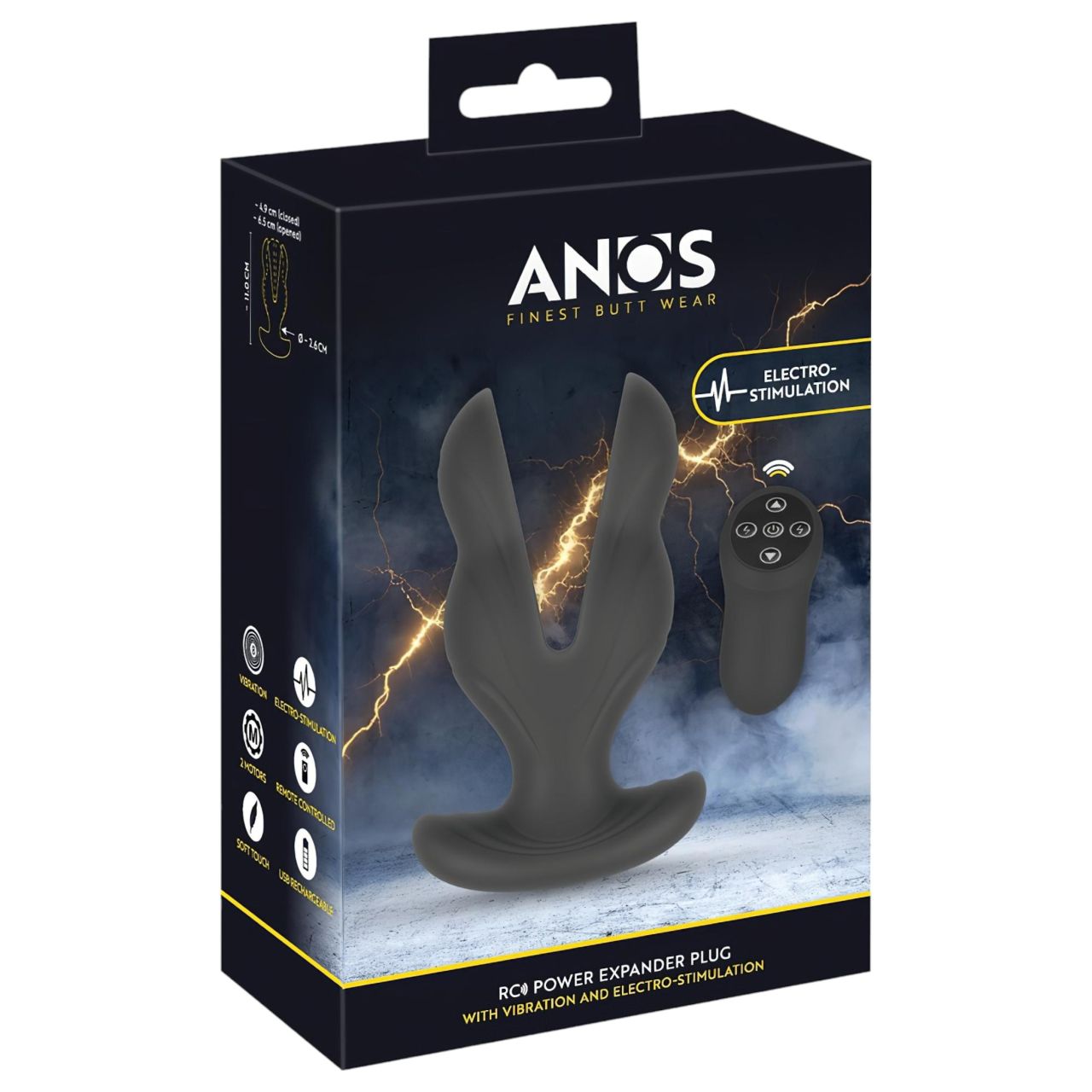 ANOS - kétágú anál vibrátor (fekete) ANOS - kétágú anál vibrátor (fekete)