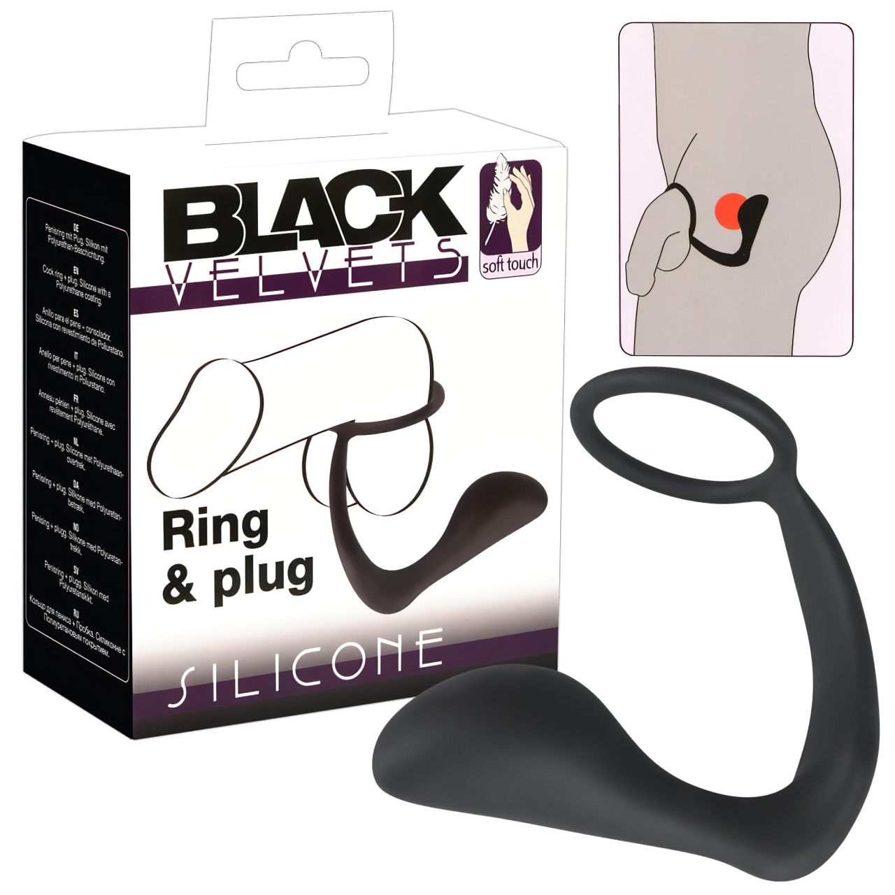 Black Velvets - szilikon anál plug péniszgyűrűvel (fekete) Black Velvets - szilikon anál plug péniszgyűrűvel (fekete)