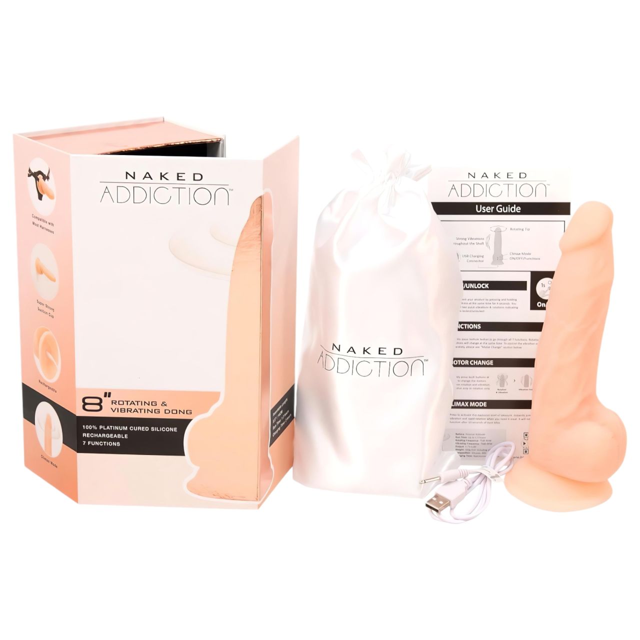 Naked Addiction Rotating 8 - forgó vibrátor (20 cm, testszínű) Naked Addiction Rotating 8 - forgó vibrátor (20 cm, testszínű)
