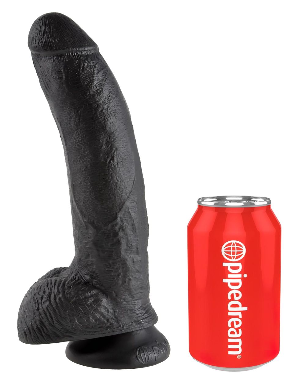 King Cock 9 - nagy tapadókorongos, herés dildó (23 cm, fekete)