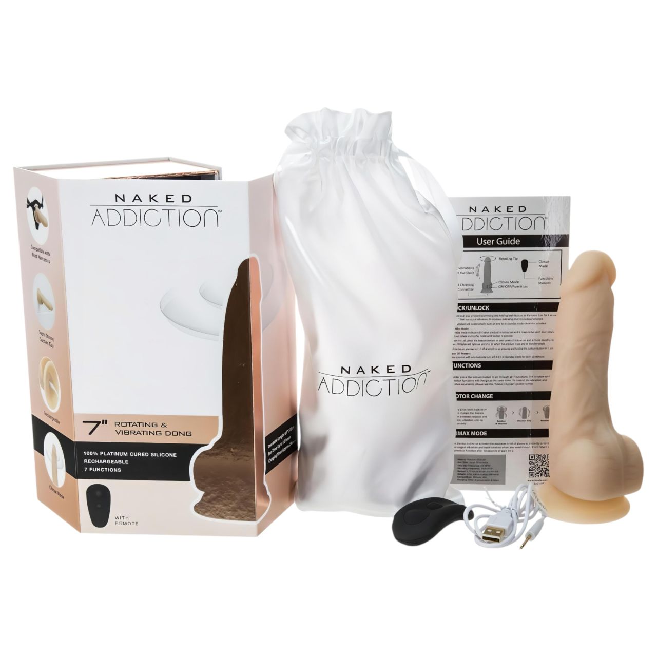 Naked Addiction Rotating 7 - forgófejes vibrátor (18 cm) (natúr) Naked Addiction Rotating 7 - forgófejes vibrátor (18 cm) (natúr)
