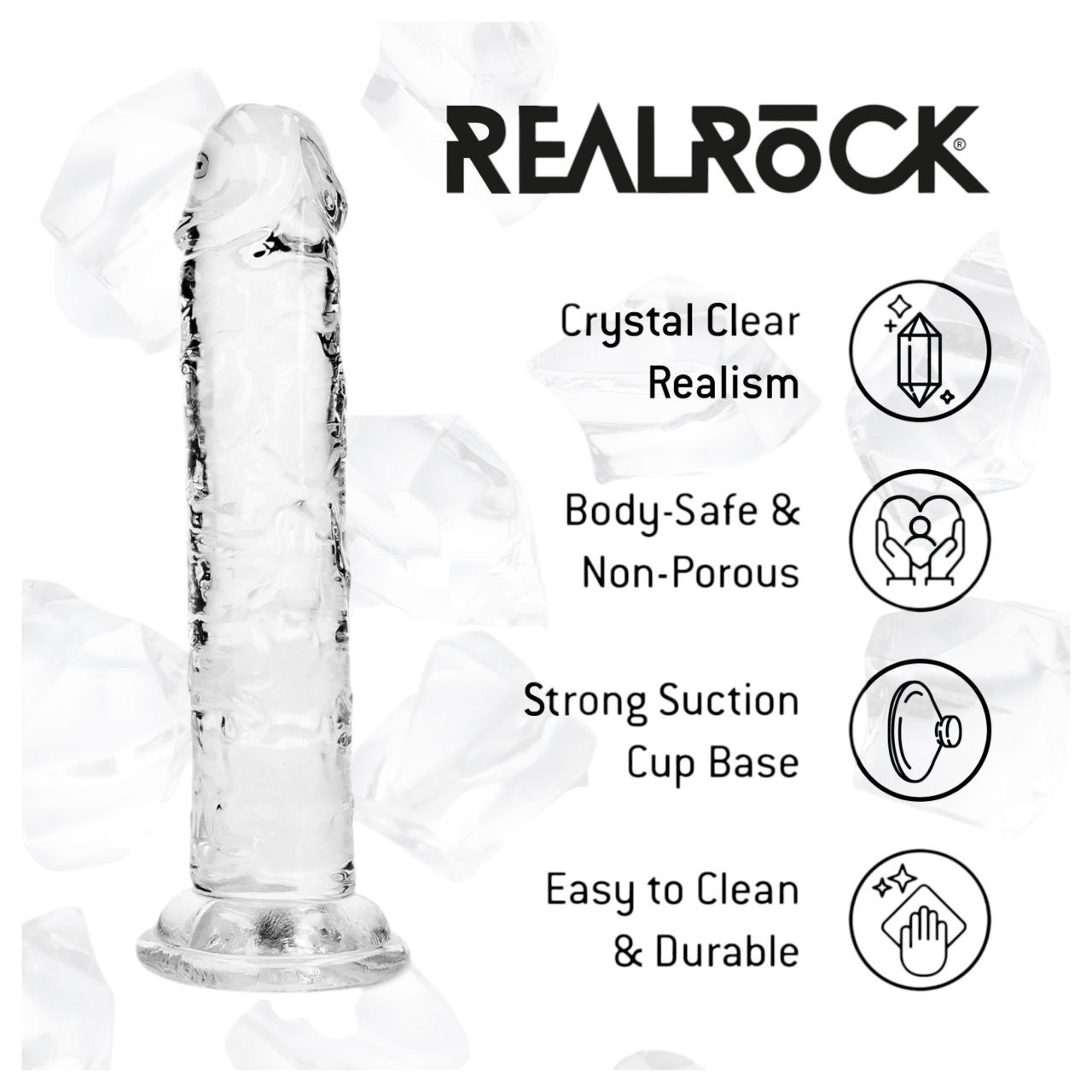 RealRock - élethű dildó tapadókoronggal (átlátszó) - 12,7 cm RealRock - élethű dildó tapadókoronggal (átlátszó) - 12,7 cm