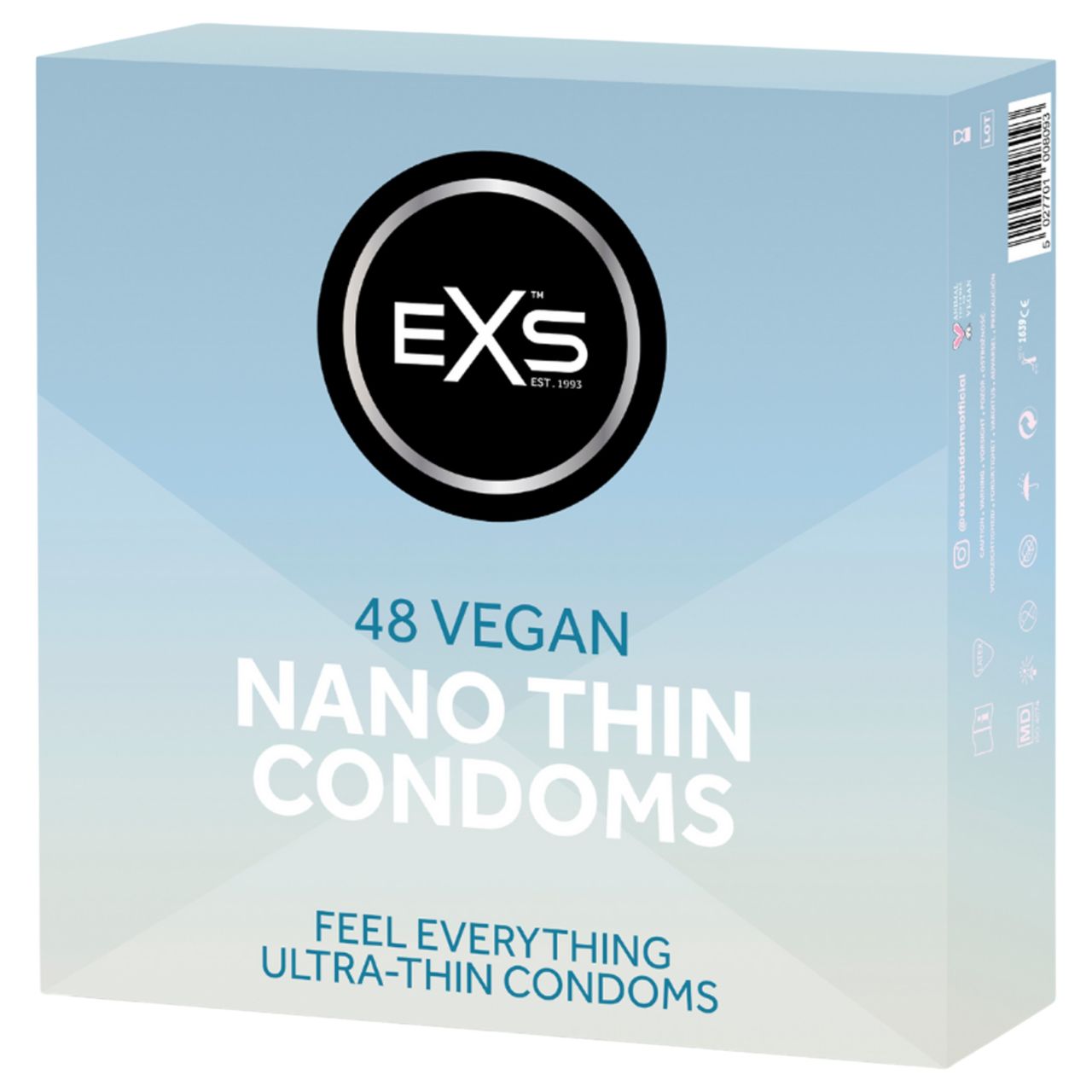EXS Nano Thin - ultravékony latex óvszer nagy kiszerelésben (48 db)