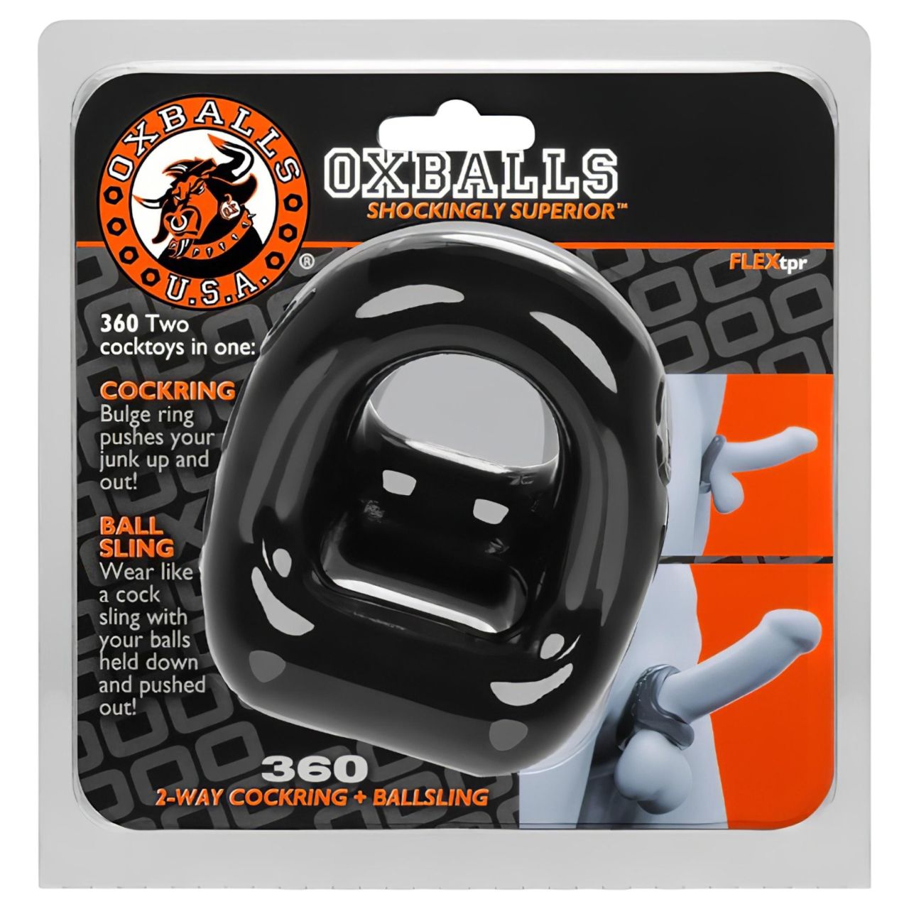 OXBALLS - TPR péniszgyűrű és heregyűrű egyben (fekete) OXBALLS - TPR péniszgyűrű és heregyűrű egyben (fekete)