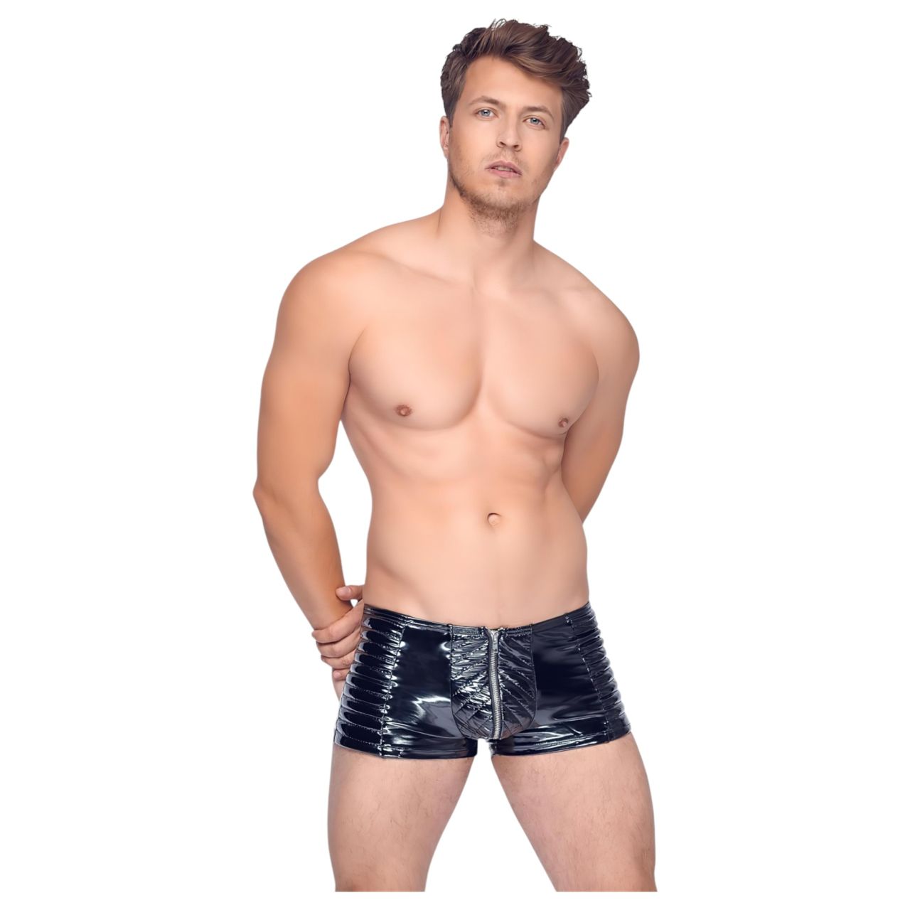 Black Level - cipzáras, fényes férfi short (fekete) Black Level - cipzáras, fényes férfi short (fekete)