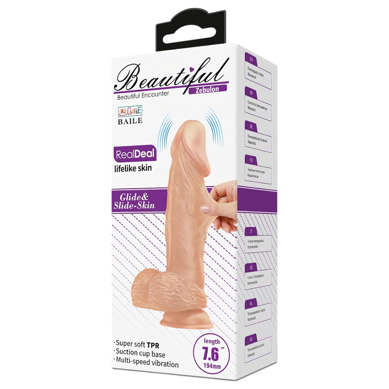 Baile Zebulon - testszínű élethű, herés vibrátor (19 cm)