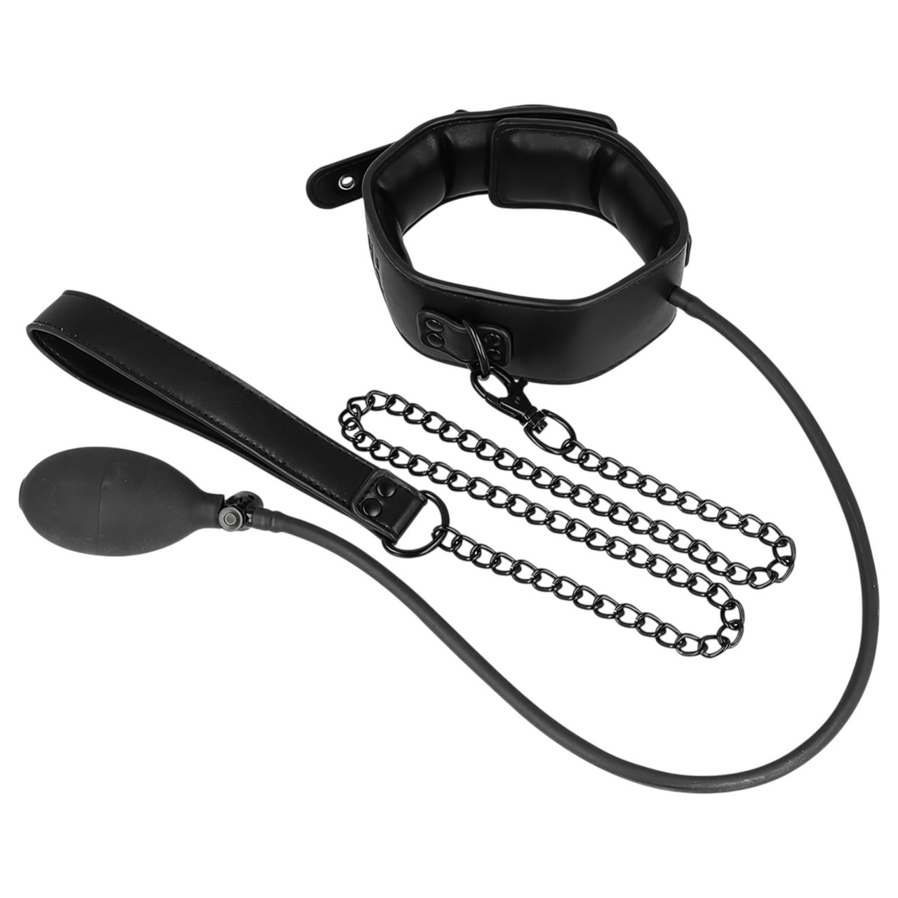 Fetish - felpumpálható nyakörv pórázzal, bondage szett (fekete) Fetish - felpumpálható nyakörv pórázzal, bondage szett (fekete)