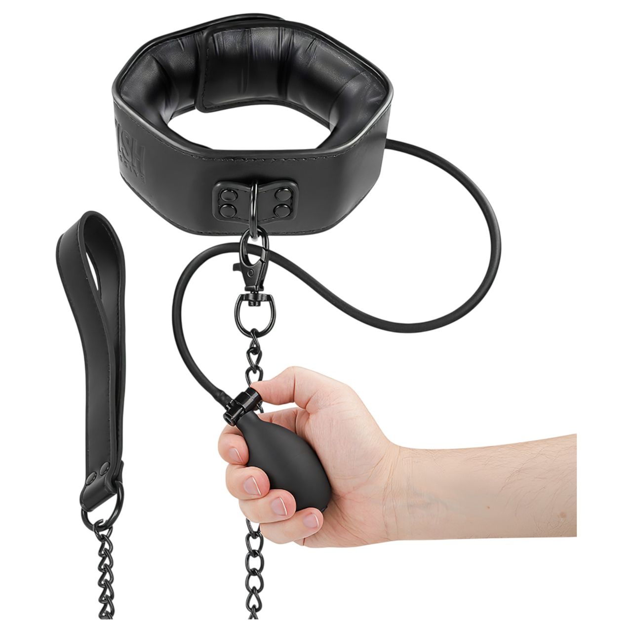 Fetish - felpumpálható nyakörv pórázzal, bondage szett (fekete) Fetish - felpumpálható nyakörv pórázzal, bondage szett (fekete)