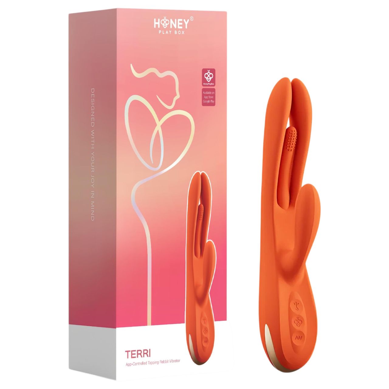 Honey Play Box Terri - App-vezérelt csiklókaros vibrátor (narancs)