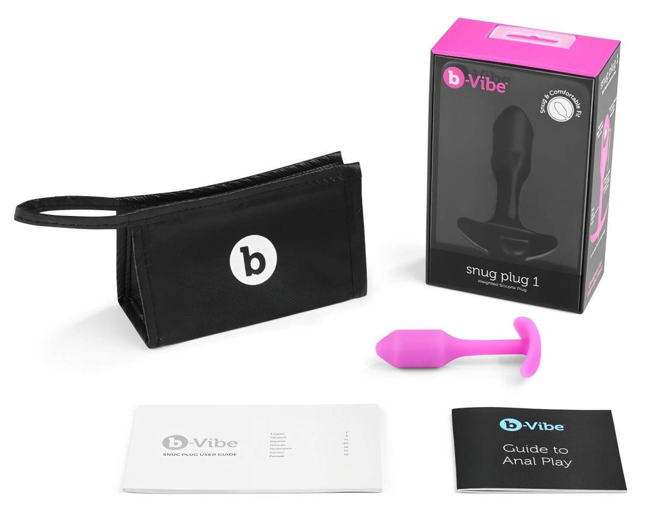 b-Vibe Snug Plug 1 - anál plug belső súllyal (55 g, pink) b-Vibe Snug Plug 1 - anál plug belső súllyal (55 g, pink)
