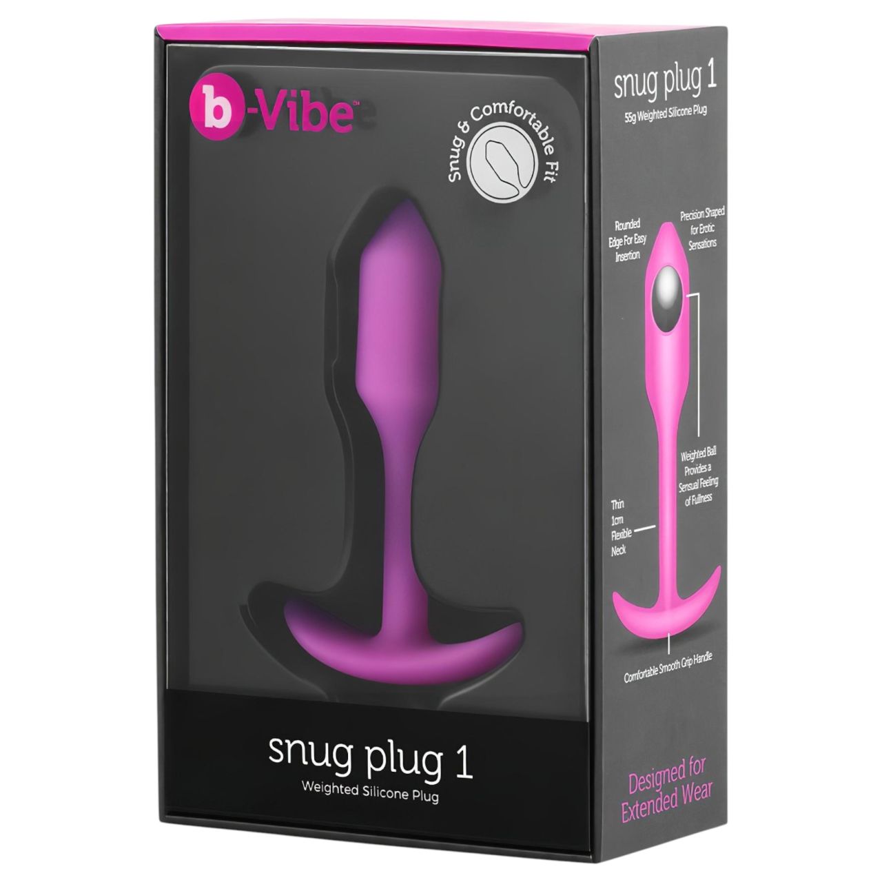 b-Vibe Snug Plug 1 - anál plug belső súllyal (55 g, pink) b-Vibe Snug Plug 1 - anál plug belső súllyal (55 g, pink)
