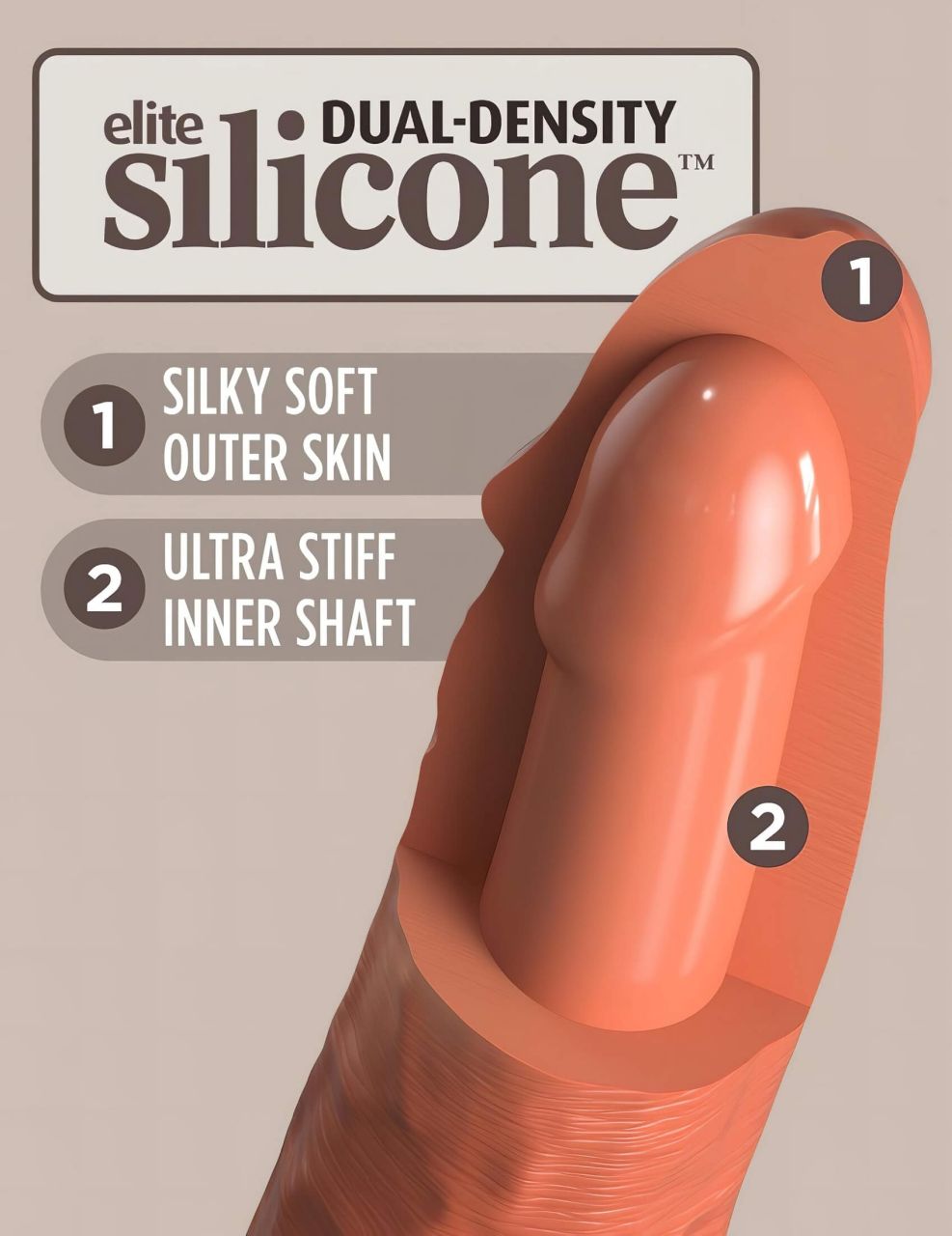 King Cock Elite 6 - tapadókorongos, élethű dildó (15 cm) - sötét