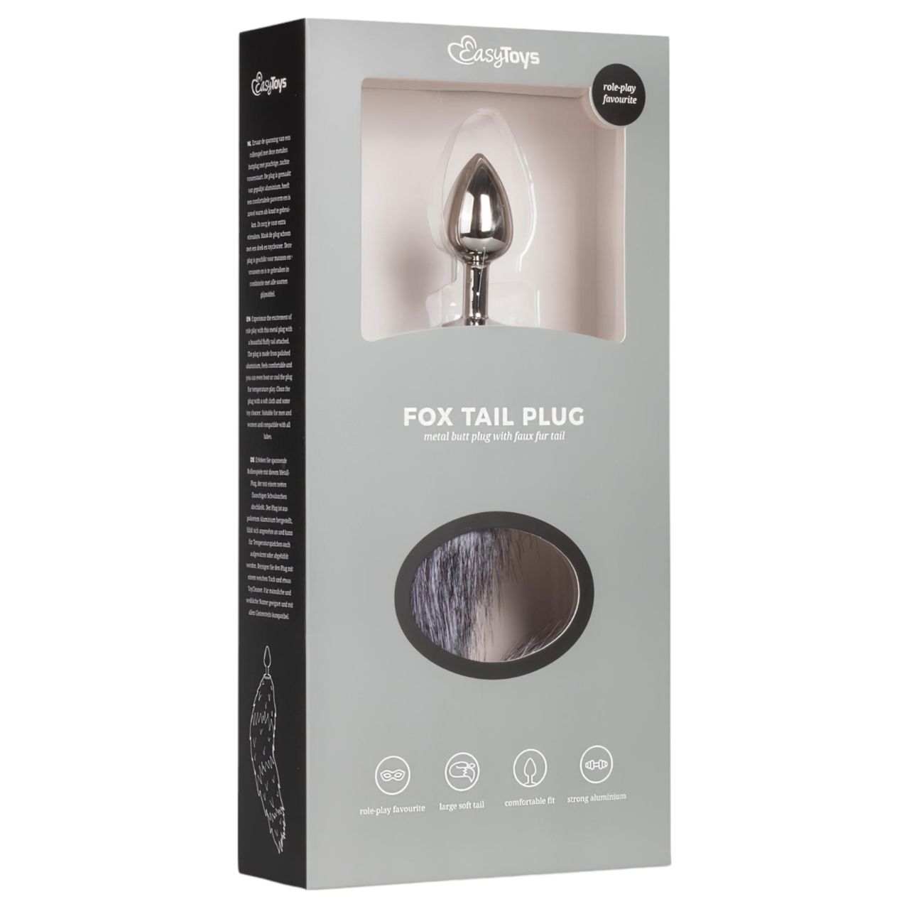 EasyToys Fox NO5 - fém anál plug rókafarokkal (ezüst)