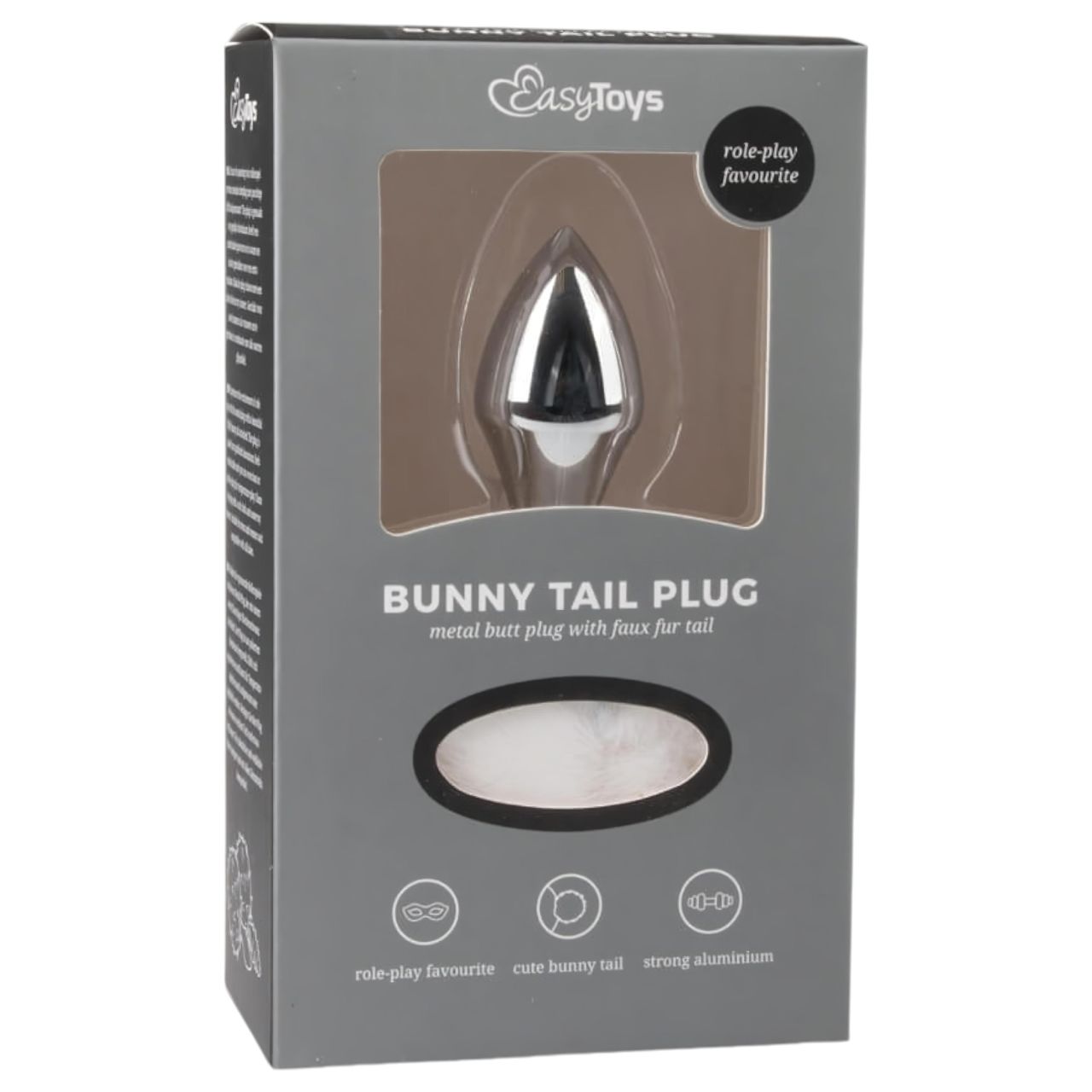 EasyToys Bunny NO1 - fém anál plug nyuszifarokkal (ezüst-fehér) EasyToys Bunny NO1 - fém anál plug nyuszifarokkal (ezüst-fehér)