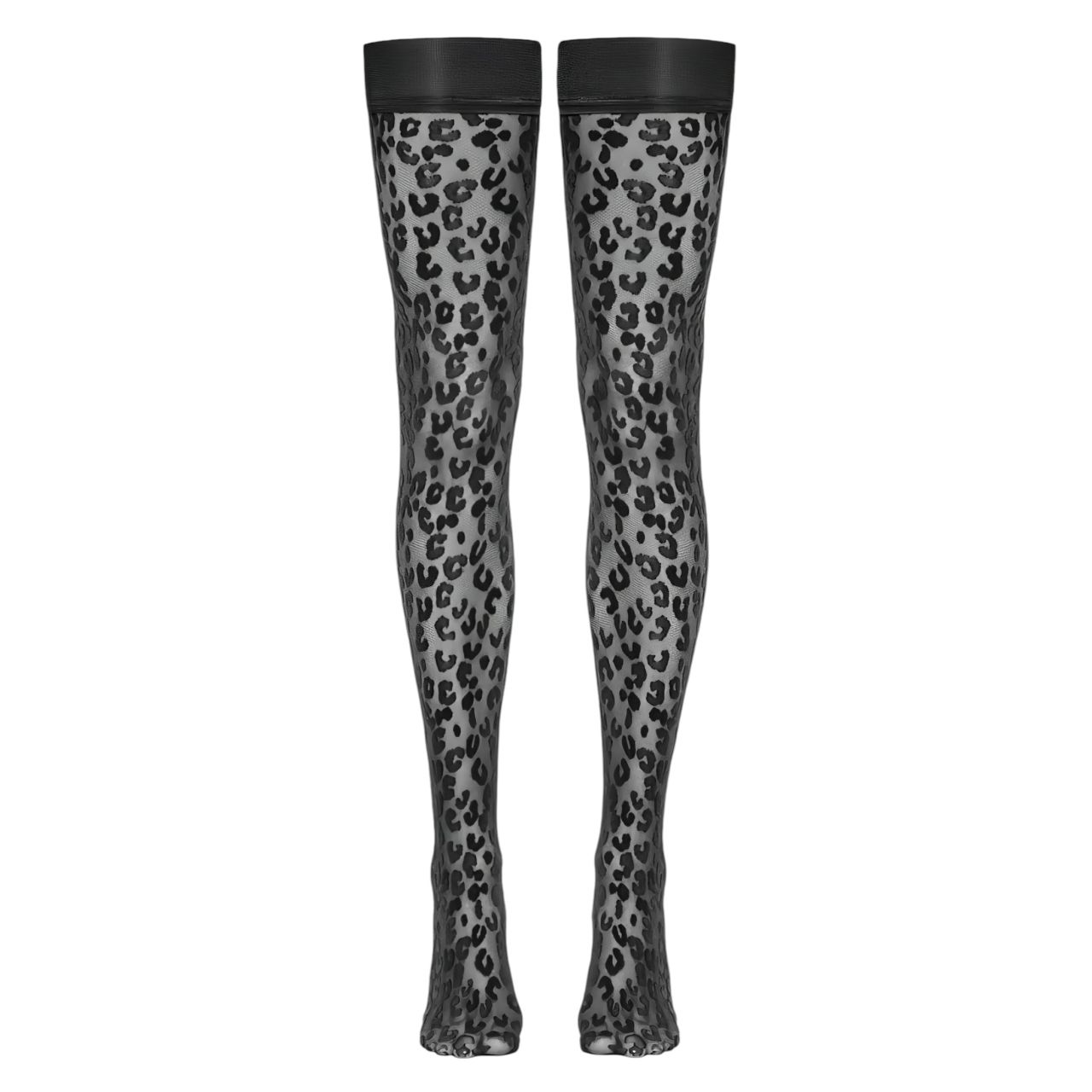 Cottelli Legwear - párduc mintás combfix (fekete) Cottelli Legwear - párduc mintás combfix (fekete)