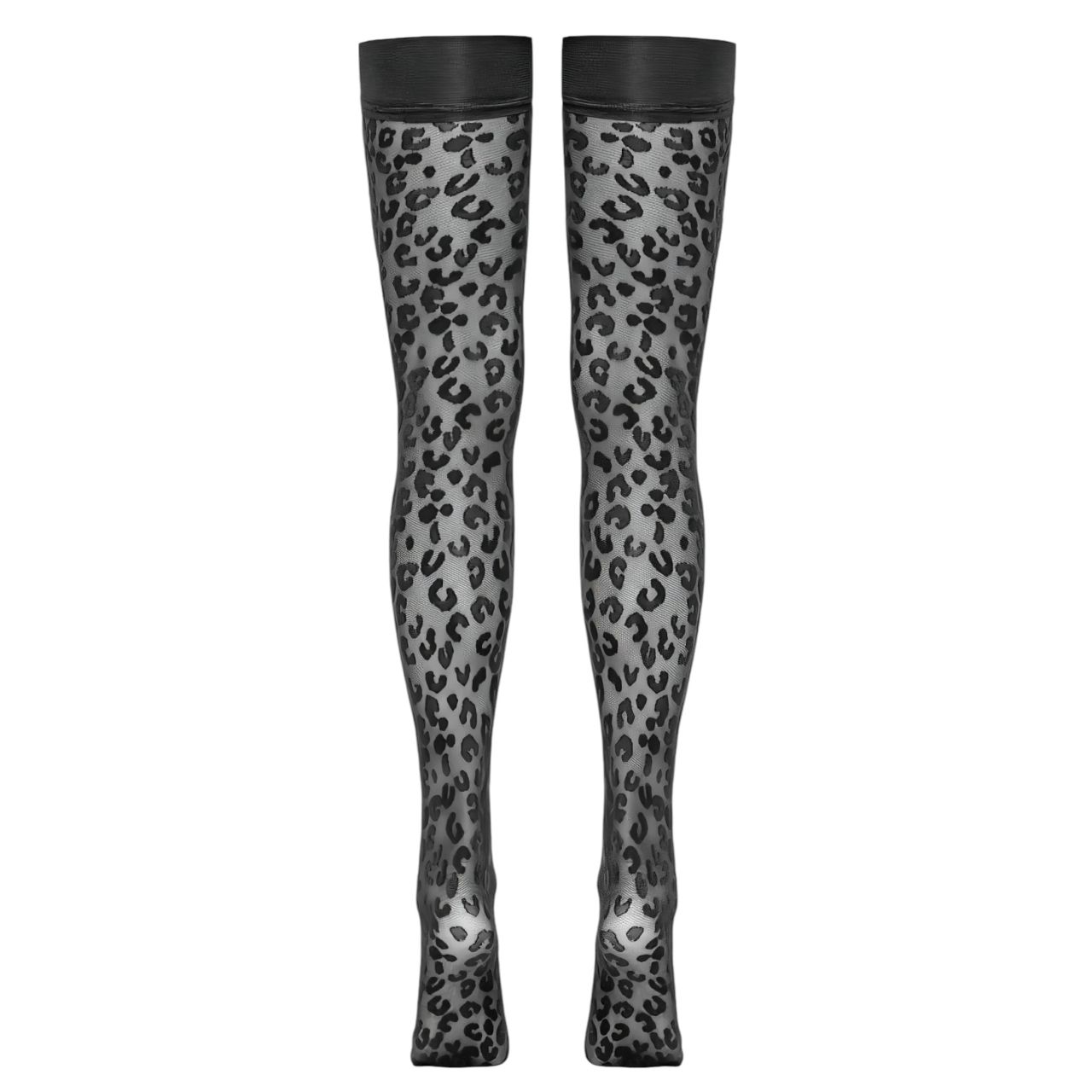 Cottelli Legwear - párduc mintás combfix (fekete) Cottelli Legwear - párduc mintás combfix (fekete)