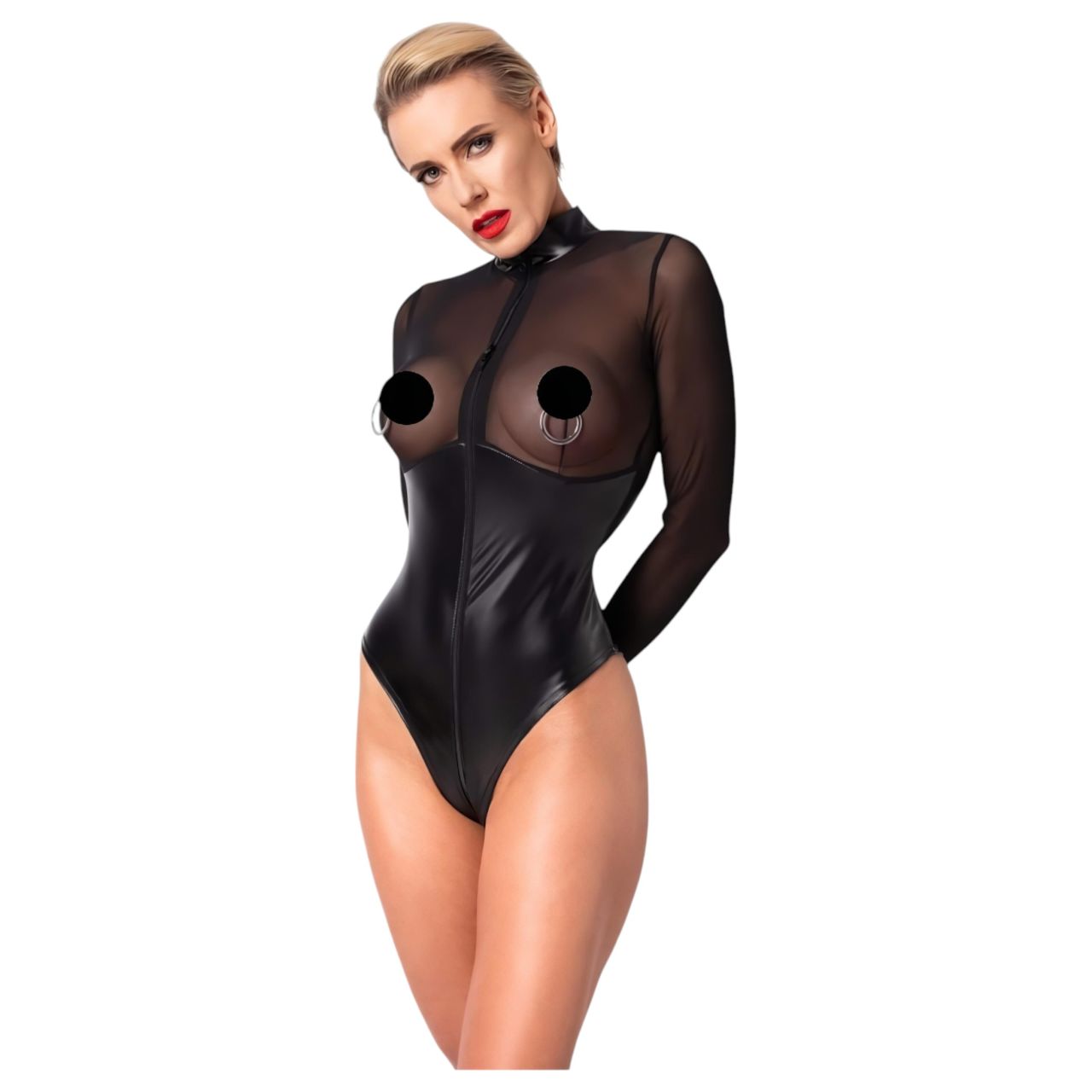Noir - fényes body átlátszó betéttel (fekete) Noir - fényes body átlátszó betéttel (fekete)