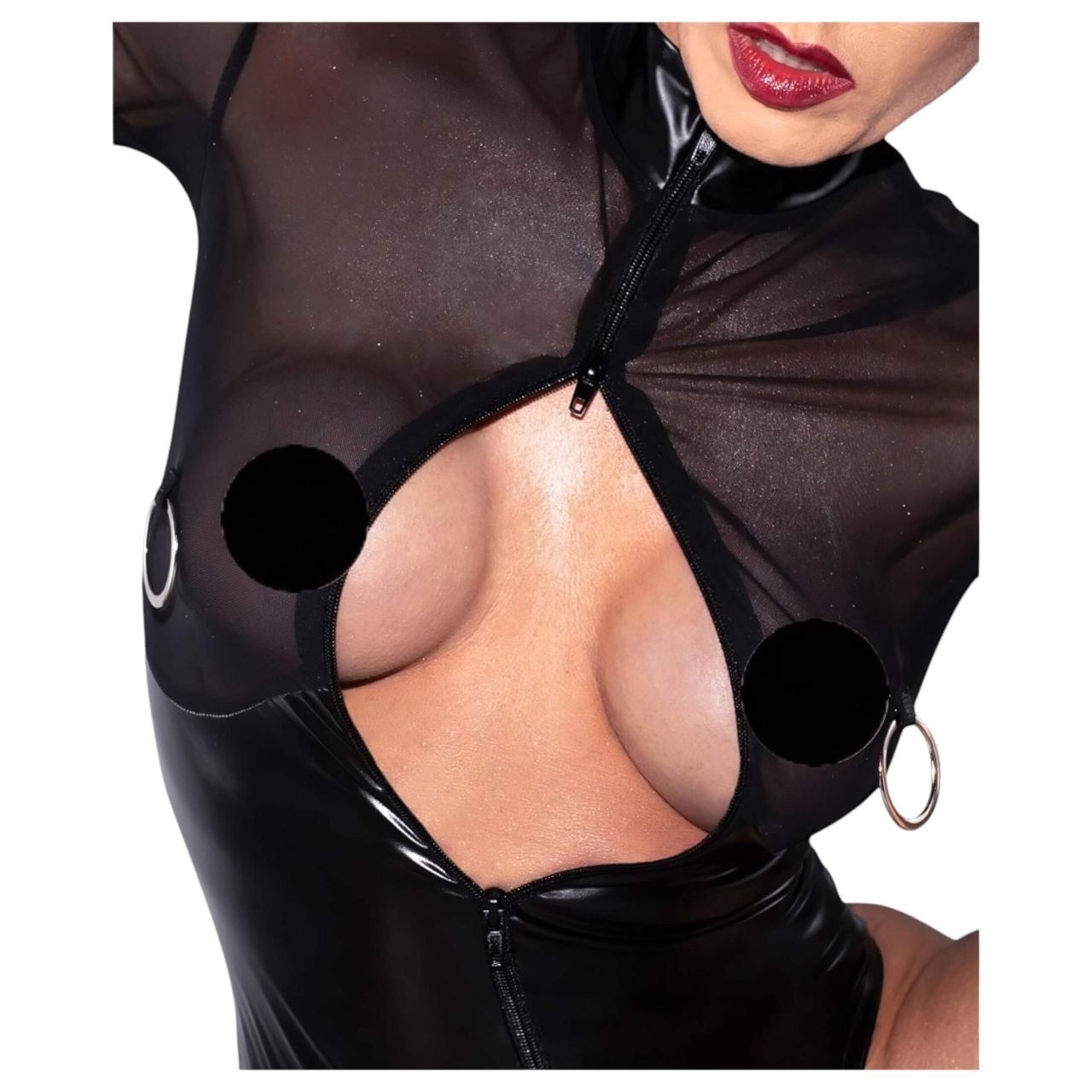 Noir - fényes body átlátszó betéttel (fekete) Noir - fényes body átlátszó betéttel (fekete)
