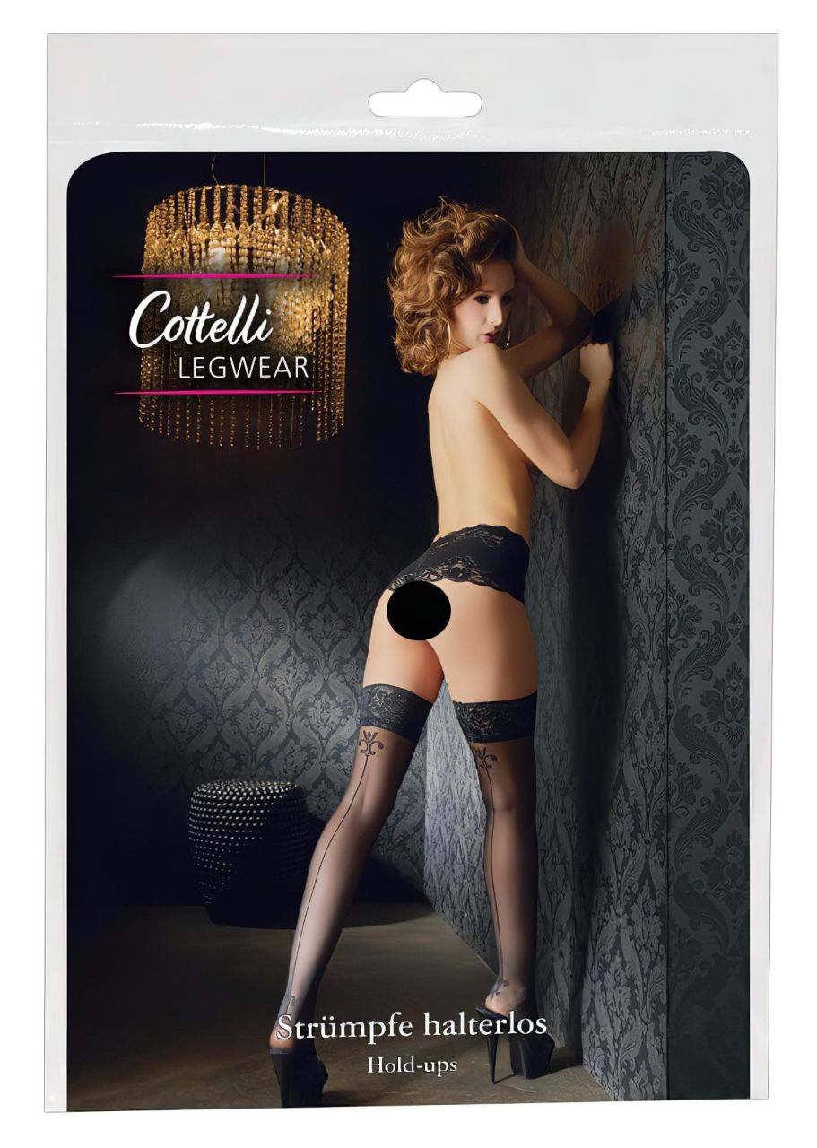 Cottelli - liliom mintás, csíkos combfix (fekete) Cottelli - liliom mintás, csíkos combfix (fekete)