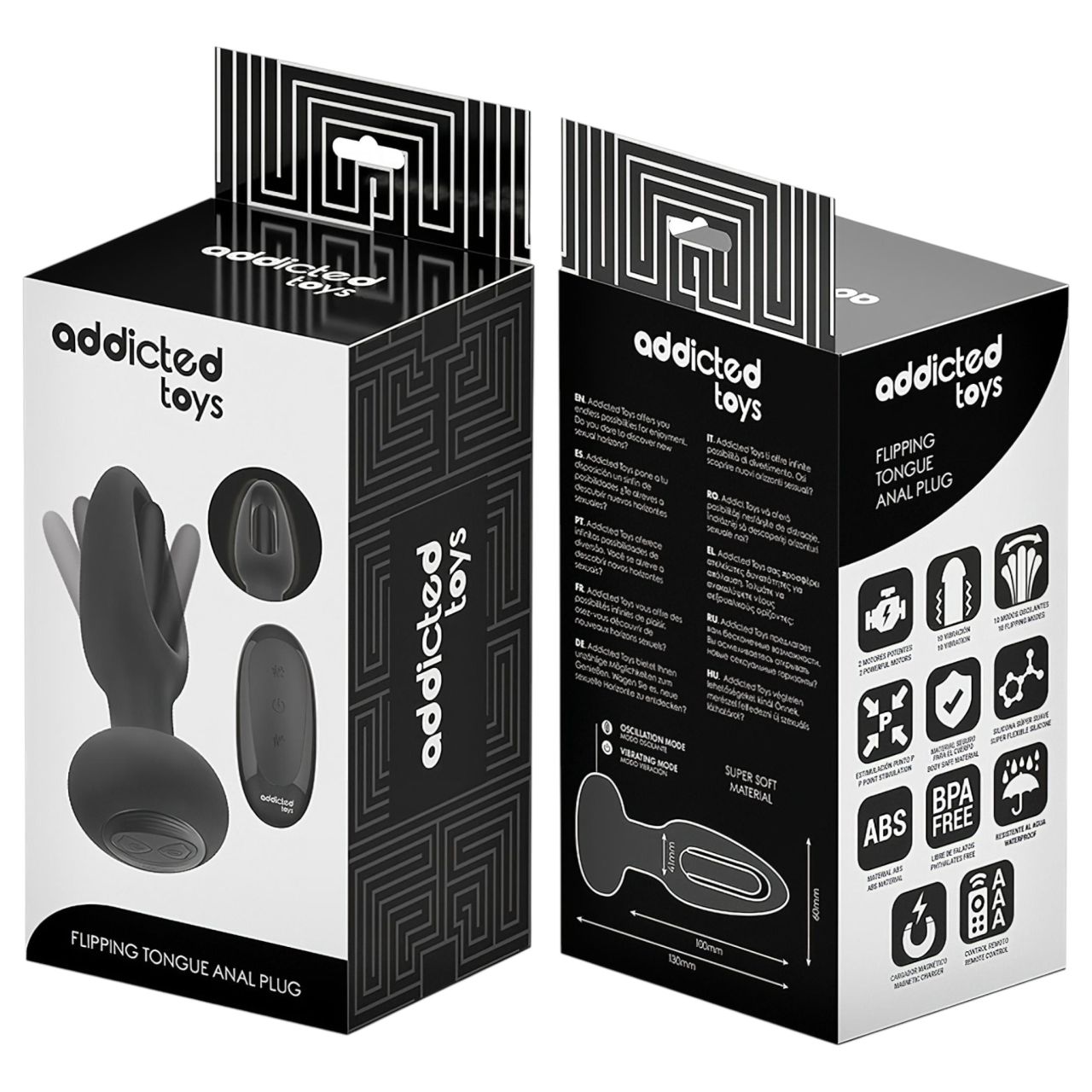 Addicted Toys - mozgó nyelves anál vibrátor férfiaknak (fekete)