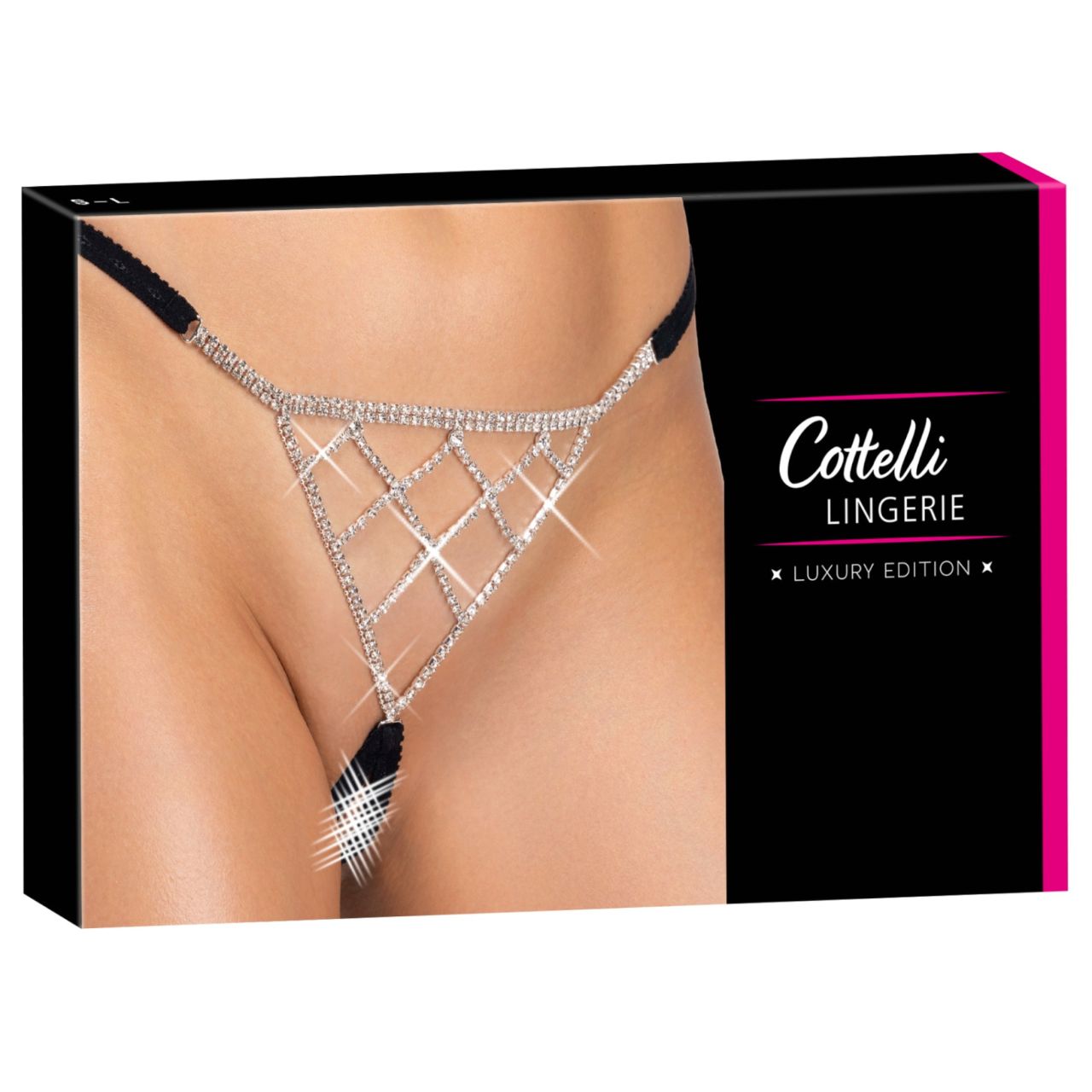 Cottelli - fekete nyitott string tanga ezüst dísszel (S-L) Cottelli - fekete nyitott string tanga ezüst dísszel (S-L)