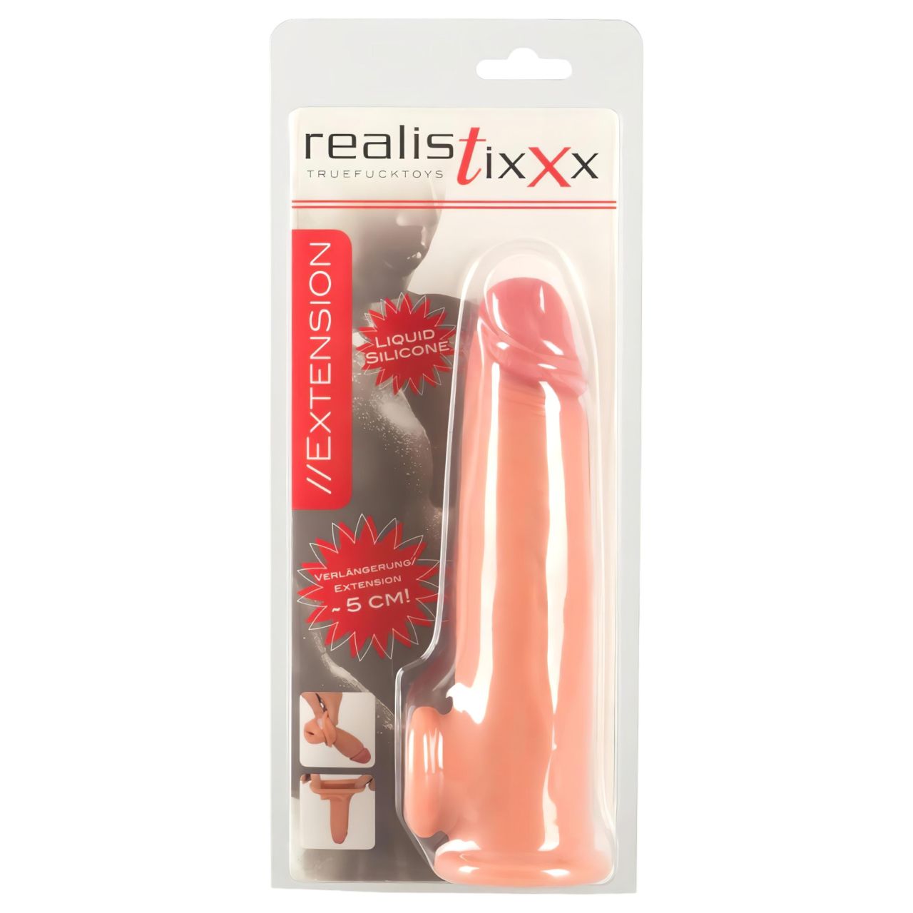 realistixxx - heregyűrűs hosszabbító péniszköpeny - 19 cm (testszínű) realistixxx - heregyűrűs hosszabbító péniszköpeny - 19 cm (testszínű)
