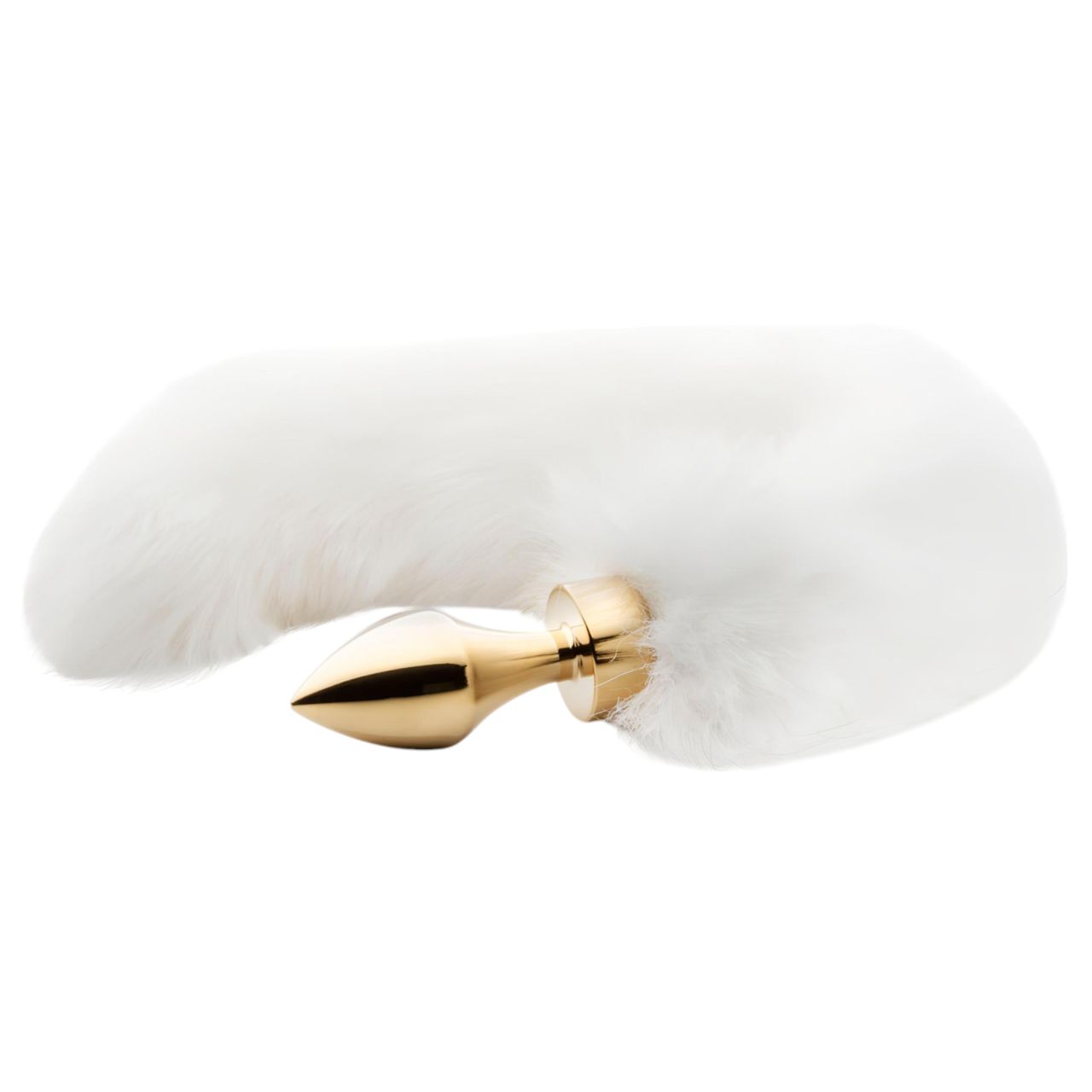 EasyToys Fox NO13 - fém butt plug rókafarokkal, anál plug (arany-fehér)