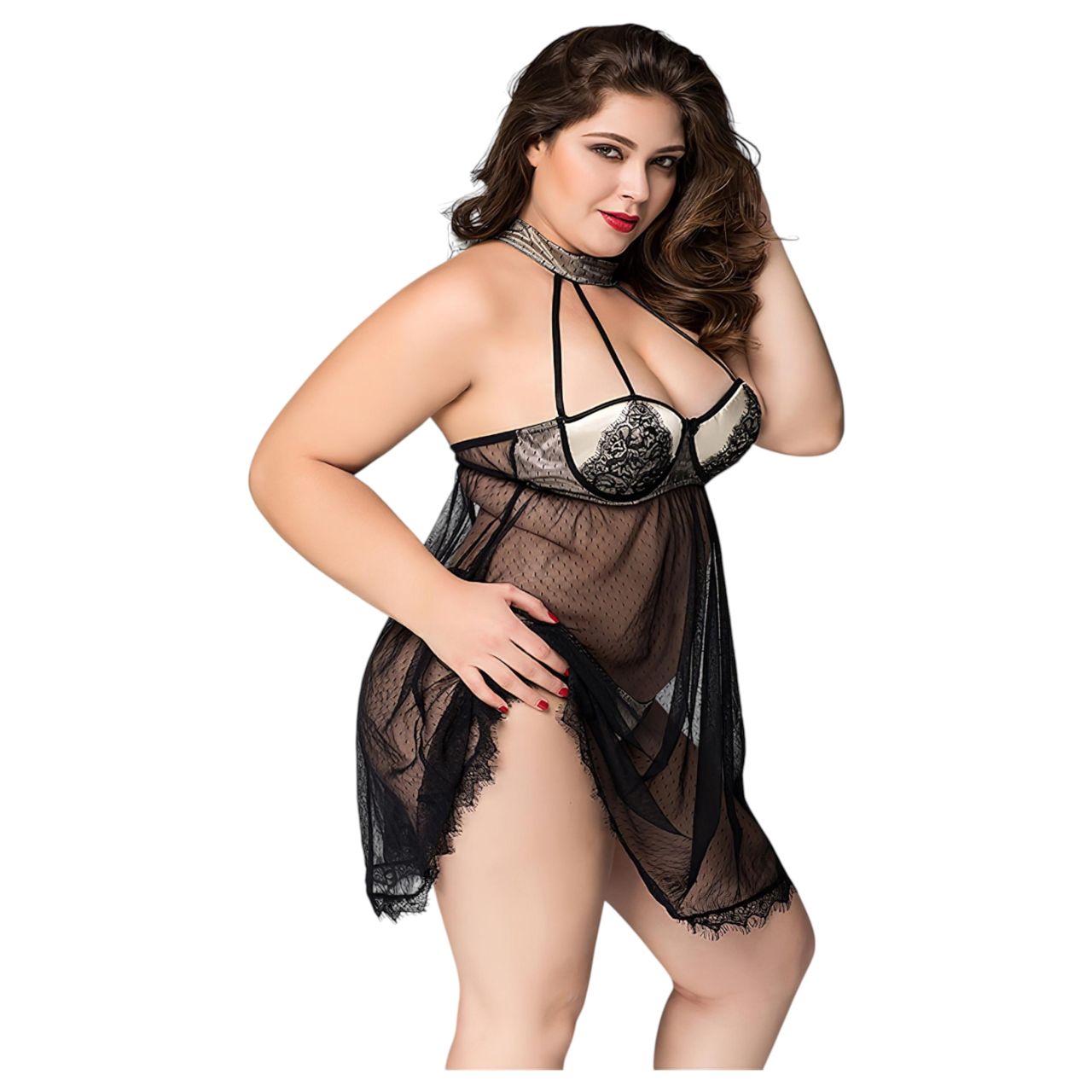 JSY 066 - fekete babydoll szett (XL-2XL)