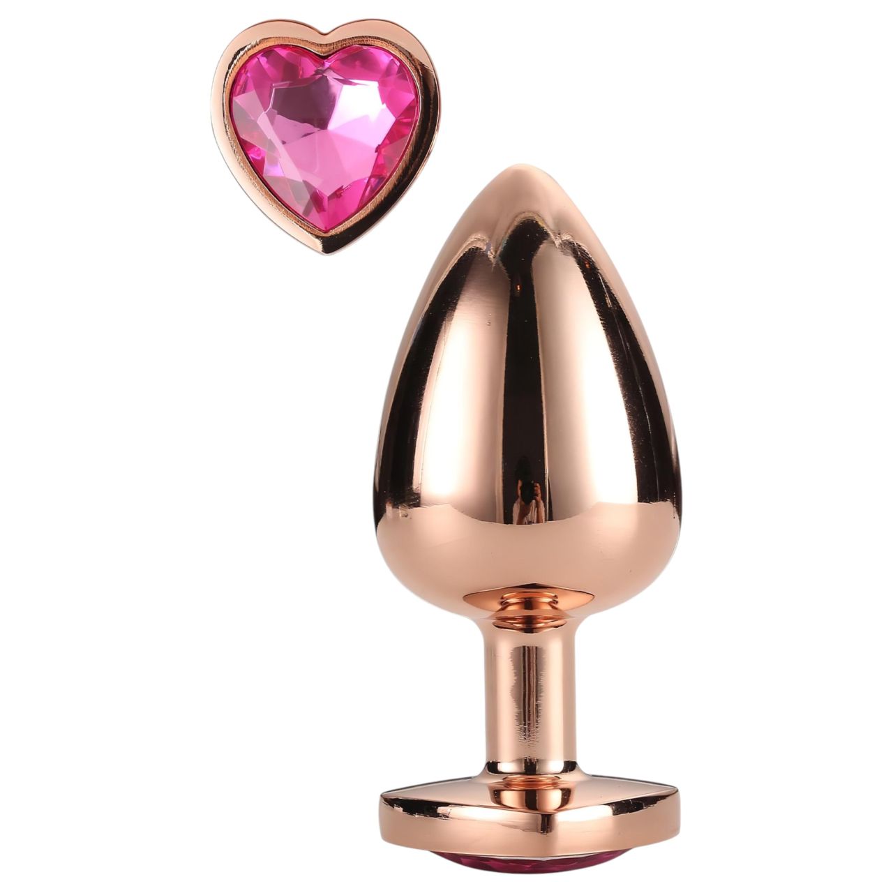 Gleaming Love - alumínium anál plug szív alakú kővel - M (rózsaarany) Gleaming Love - alumínium anál plug szív alakú kővel - M (rózsaarany)