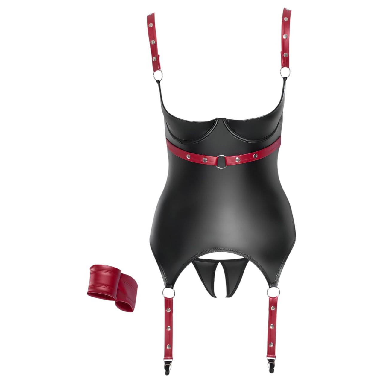 Cottelli Bondage - fényes, push-up felső nyakörvvel (fekete) Cottelli Bondage - fényes, push-up felső nyakörvvel (fekete)